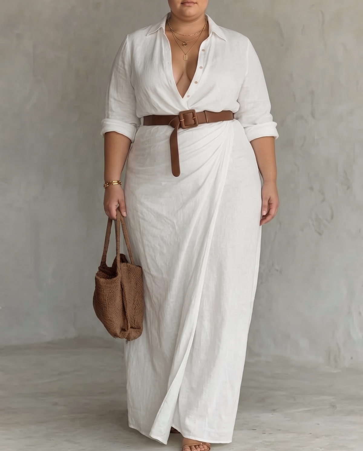 Ayra belted wrap maxi dress for women - White