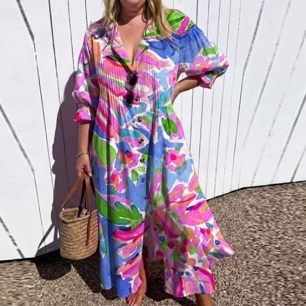 Zariah oversized shirt maxi dress for women - Pink