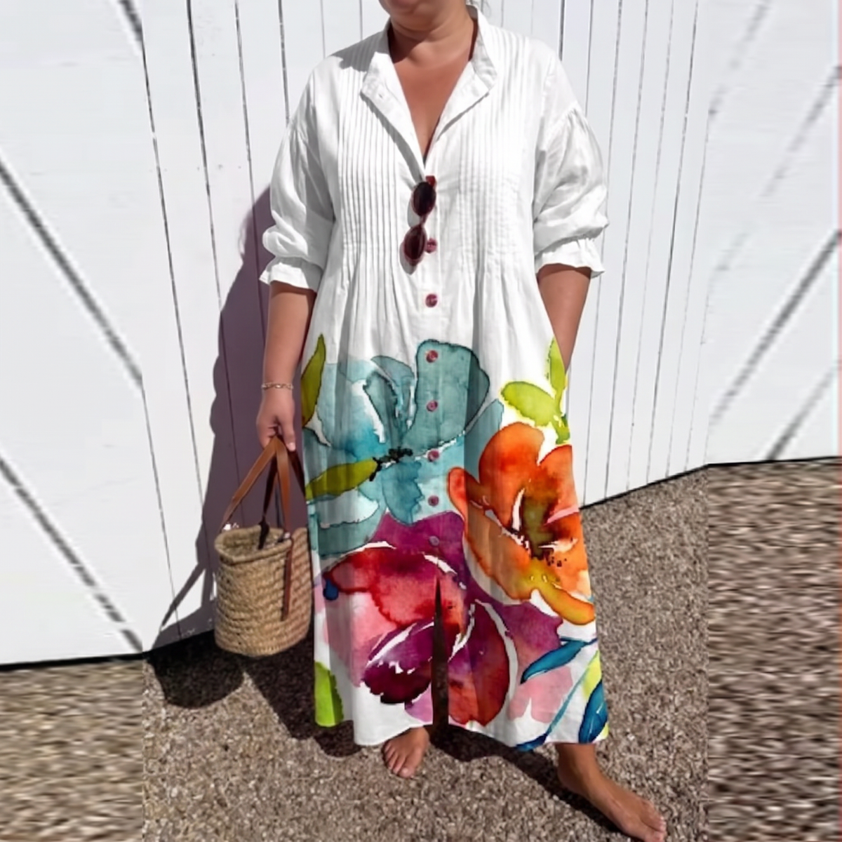 Zariah oversized shirt maxi dress for women - White