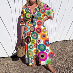 Zariah oversized shirt maxi dress for women - Sky multicolor
