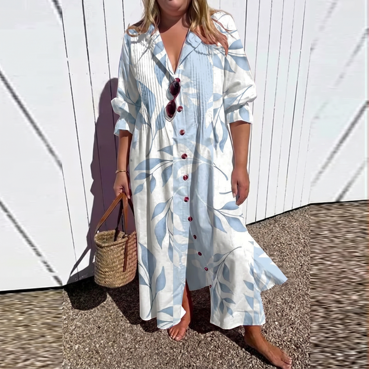 Zariah oversized shirt maxi dress for women - Light Blue