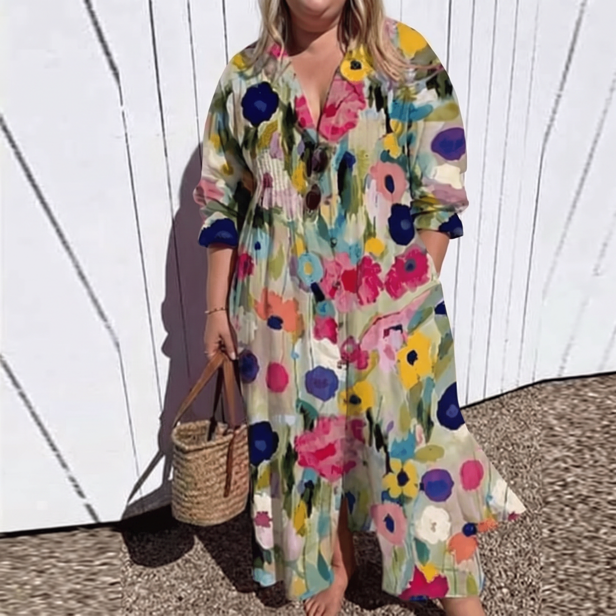 Zariah oversized shirt maxi dress for women - Multicolor