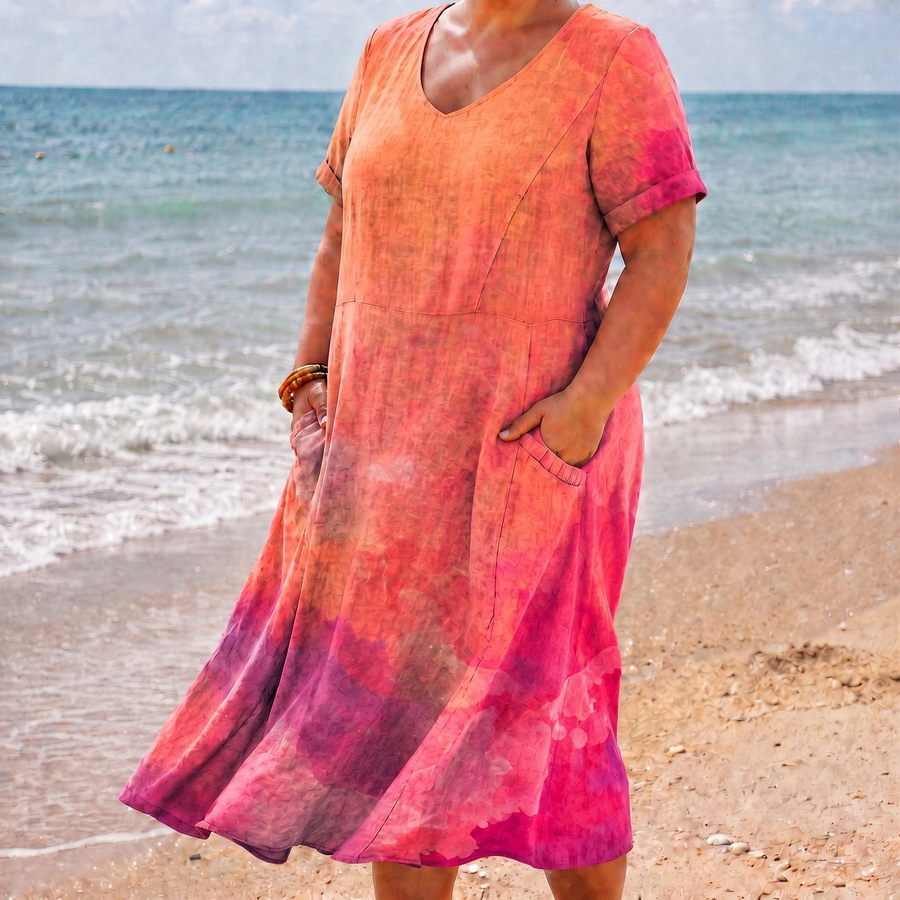 Paige coral pink pocket midi dress