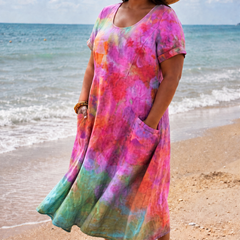 Michelle watercolour tie dye pocket midi dress