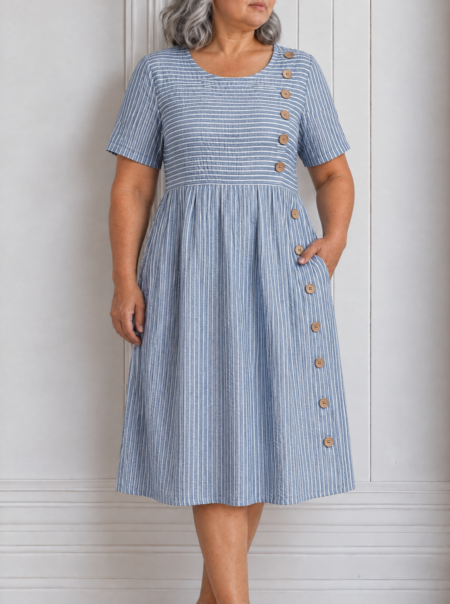 Mariel - Striped Button Dress