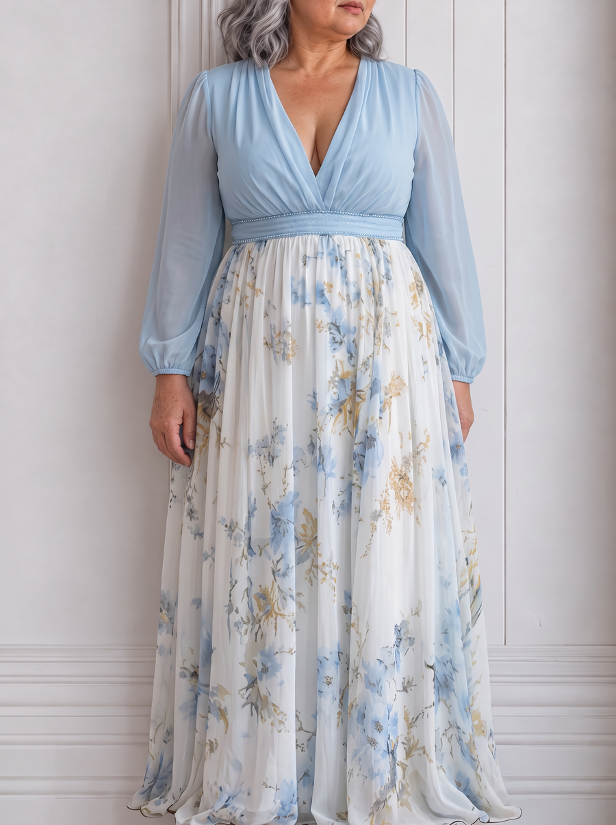 Madeleine | Stunning Floral Print V-Neck Maxi Dress