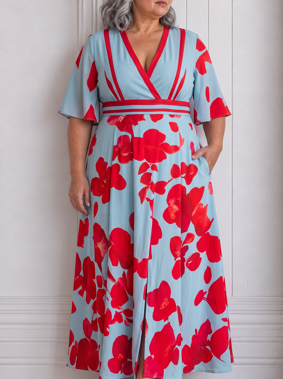 Lea | Seaside Glam Elegant Mid Sleeve Maxi Dress Ensemble