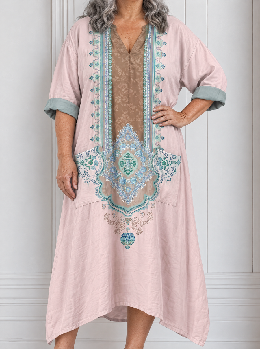Kenza | Designer Panel Relaxed Pocket Midi Dress