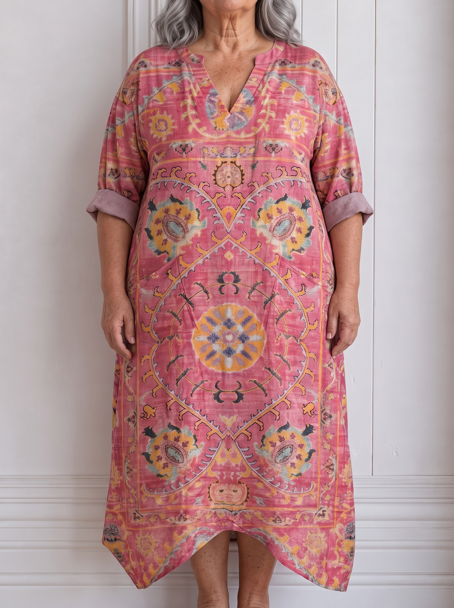 Tilda | Abstract Print Relaxed Pocket Midi Dress