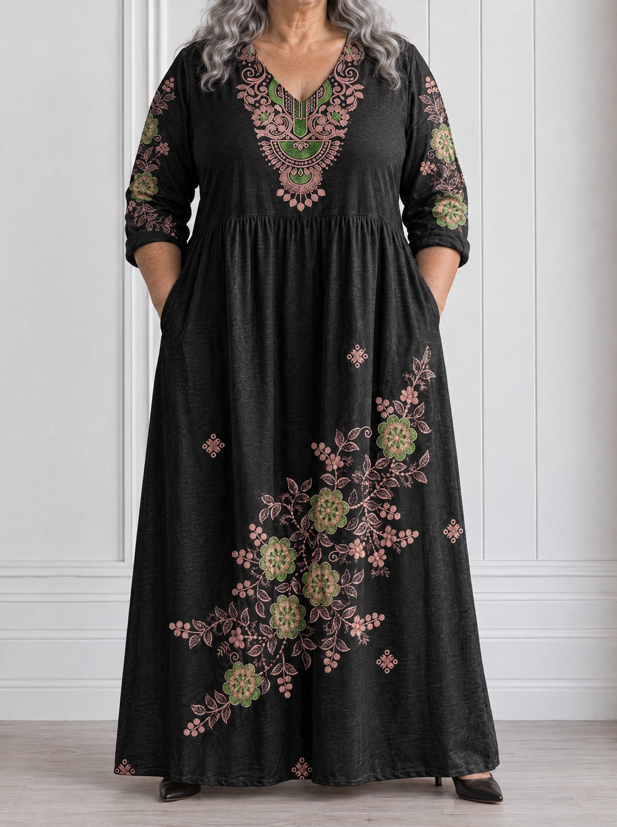 Amarisse | Midnight Embroidery Maxi Dress