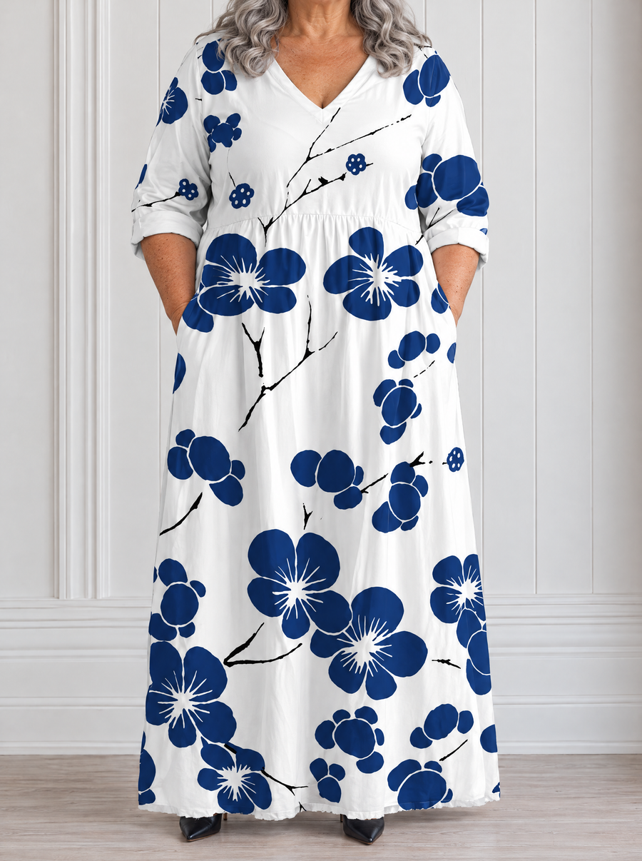 Aozora | Indigo Blossom Maxi Dress