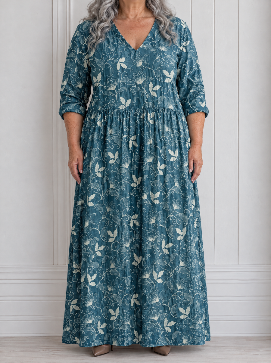 Marivelle | Blue Vine Maxi Dress