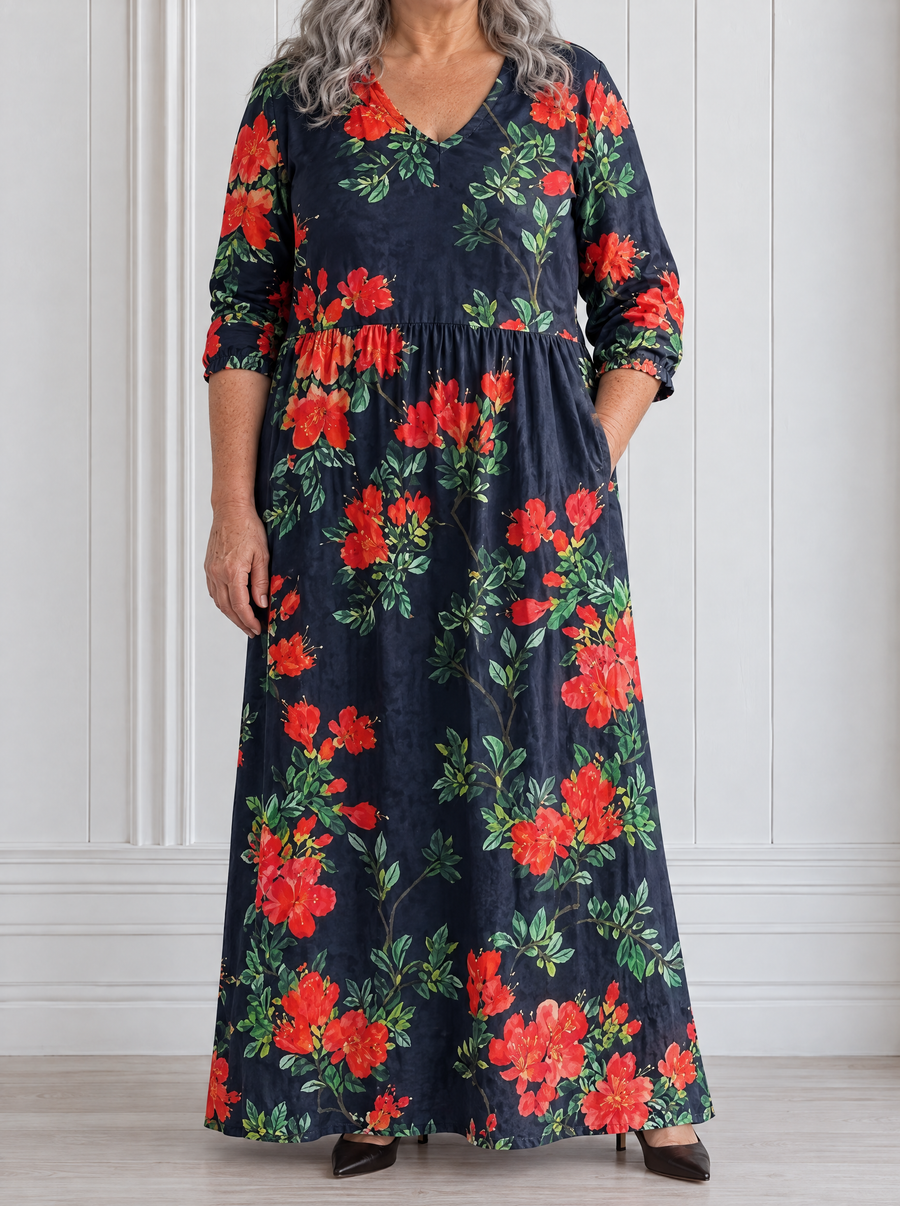 Valerina | Scarlet Bloom Maxi Dress