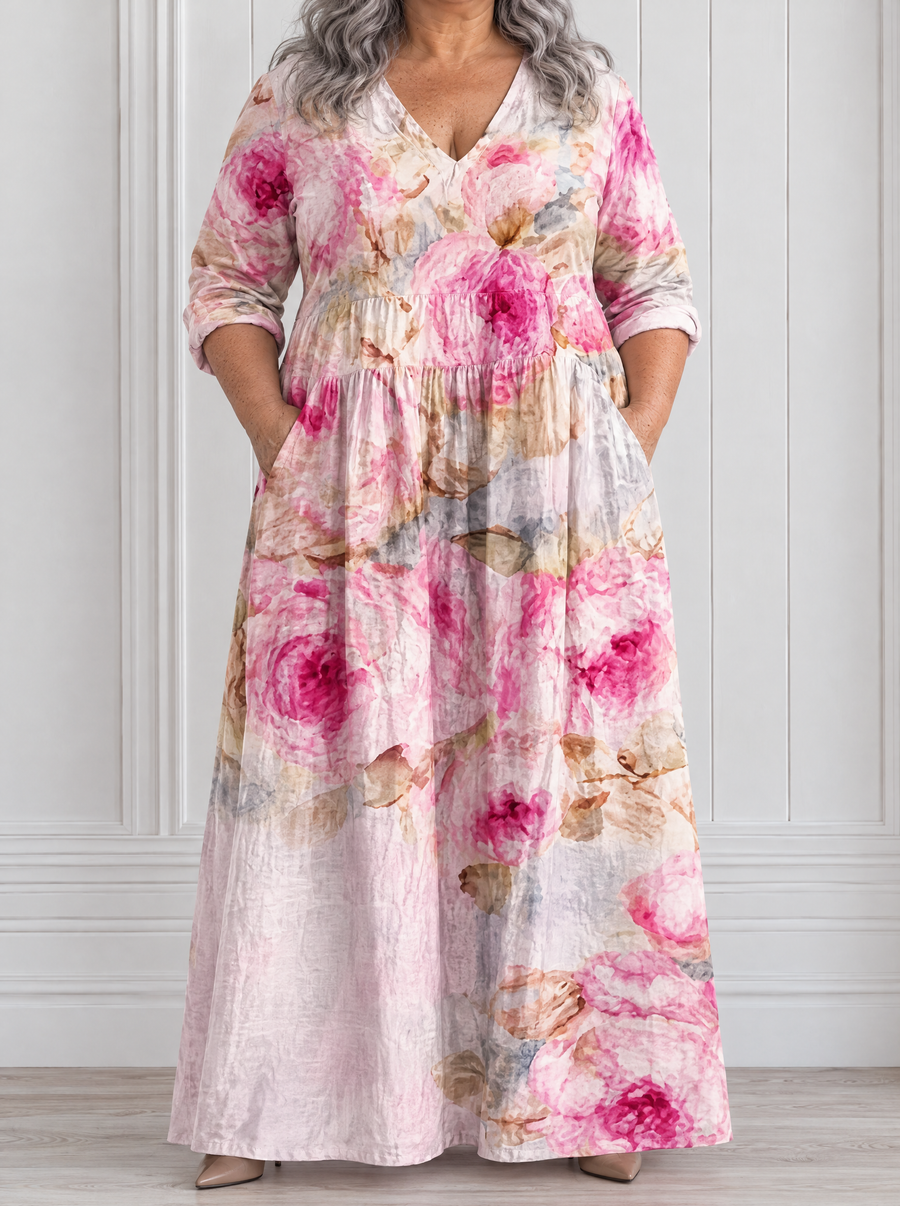 Rosabelle | Watercolor Bloom Maxi Dress