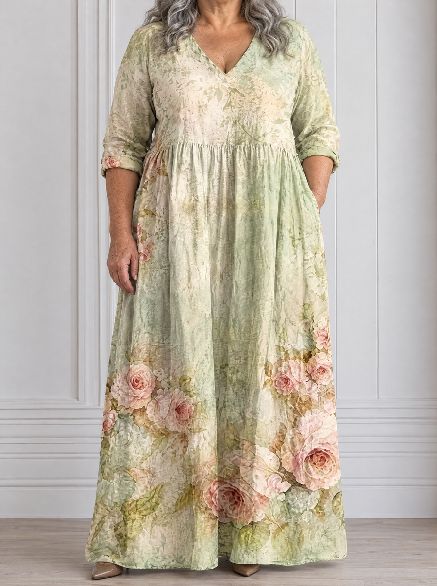 Evelisse | Sage Rose Maxi Dress