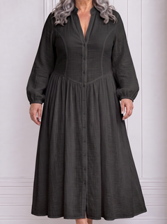 Serena | Flowing Button-Front Maxi Dress - Black