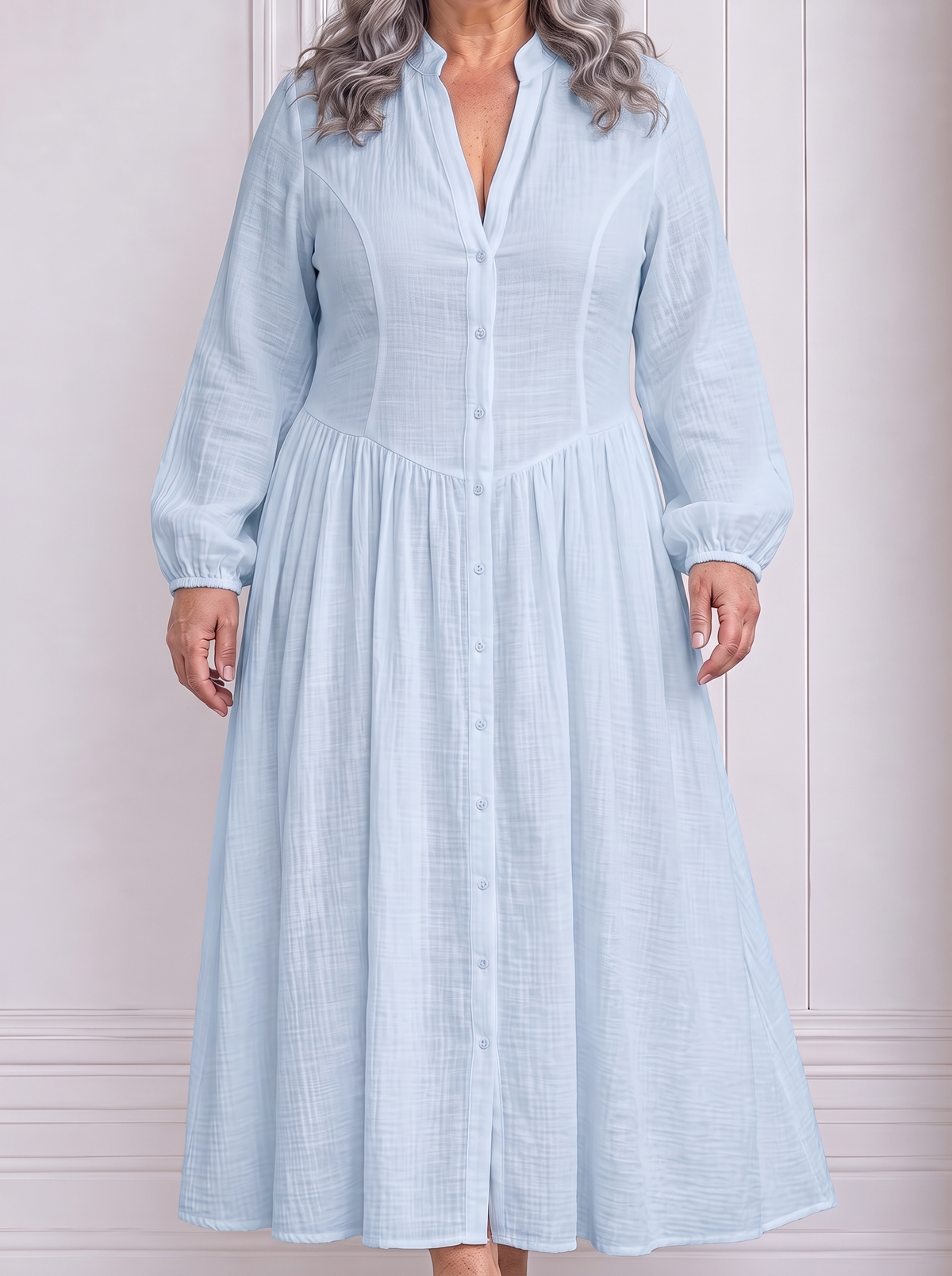 Serena | Flowing Button-Front Maxi Dress - Blue