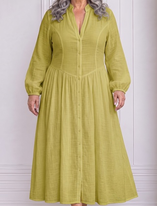 Serena | Flowing Button-Front Maxi Dress - Green