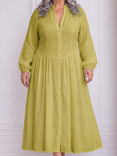 Serena | Flowing Button-Front Maxi Dress - Green