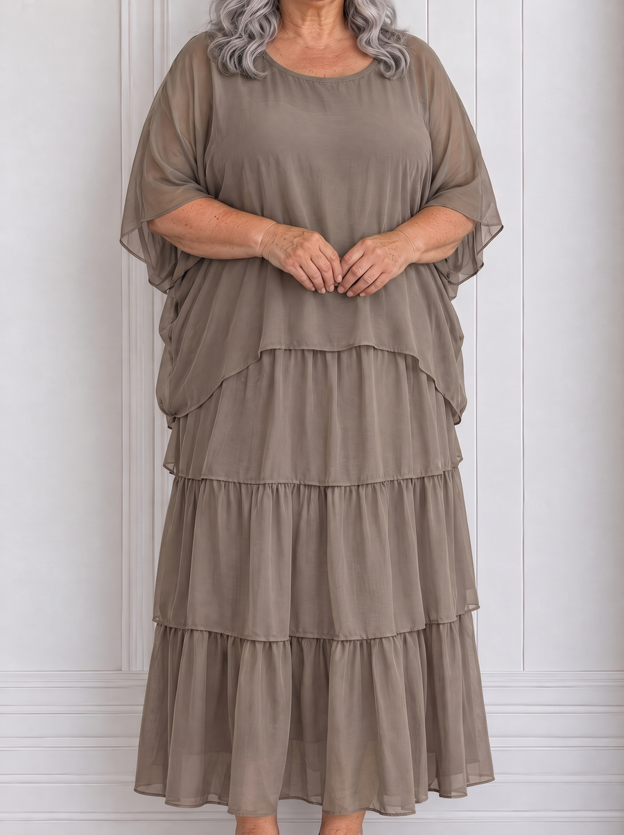 Susan | Long and Flowing Elegant Dress - Gray
