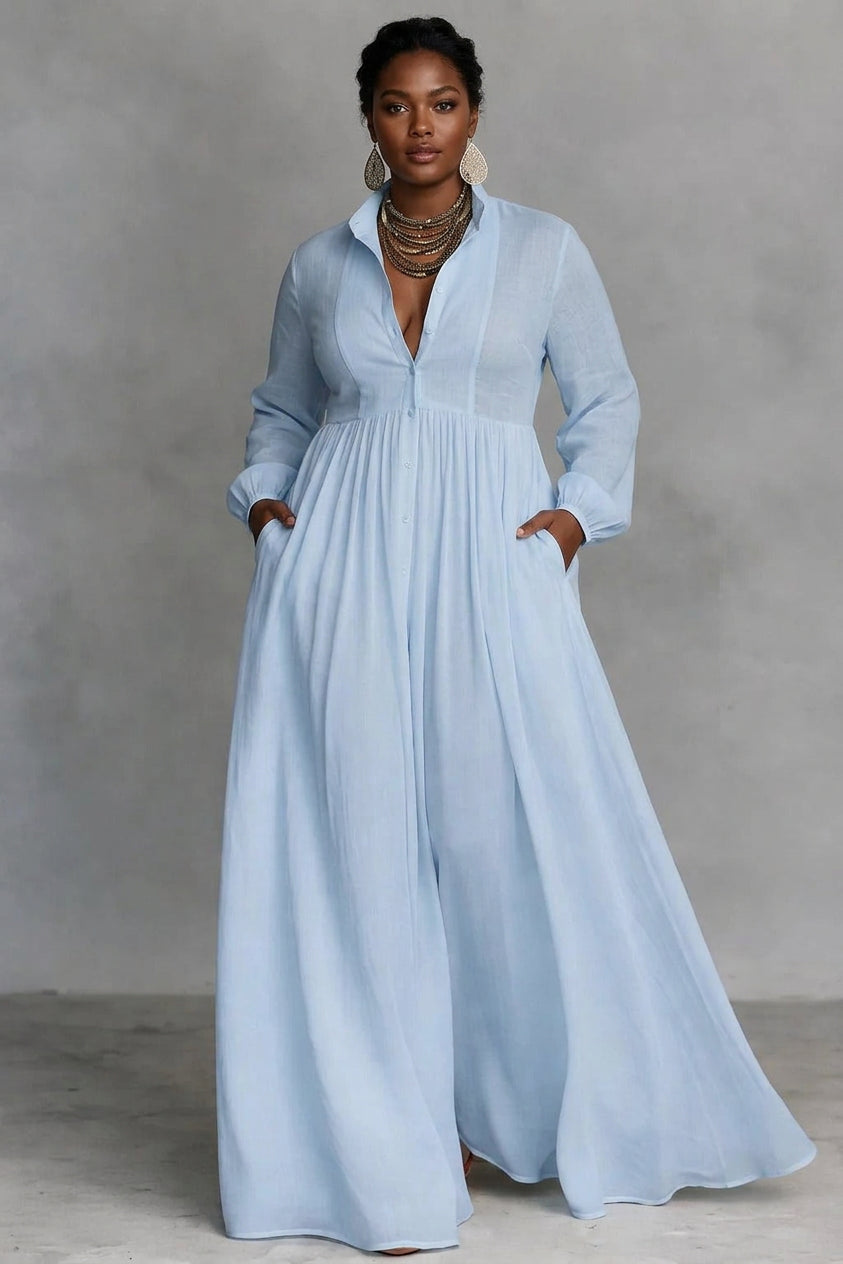 Celine | Flowing Button-Front Maxi Dress