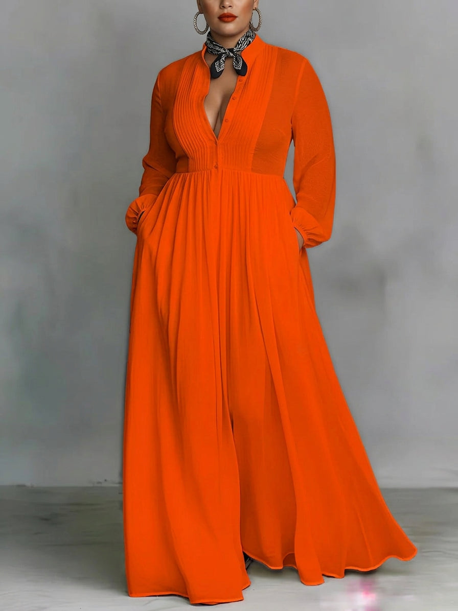Celine | Flowing Button-Front Maxi Dress