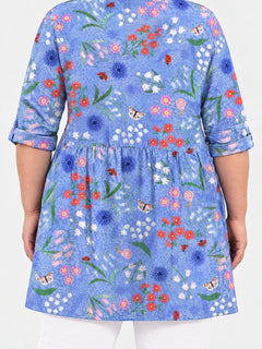 Josie long blouse back view on a plus-size model