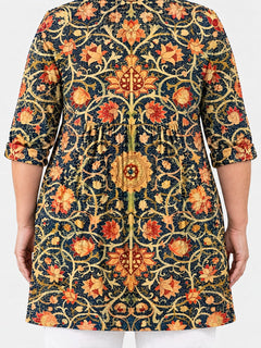 Lilian long blouse back view on a plus-size model