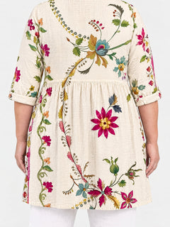 Lottie long blouse back view on a plus-size model