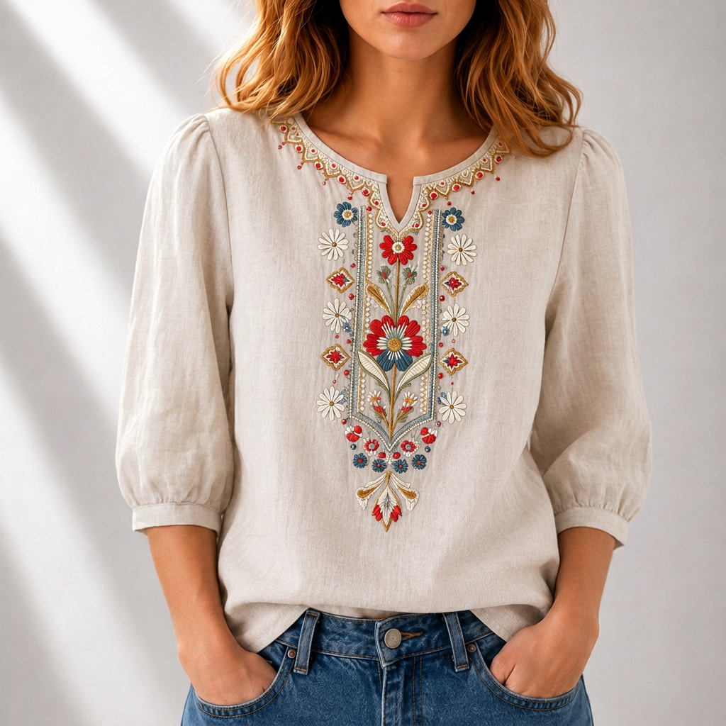 Seraphina | Floral Embroidered Blouse For Women