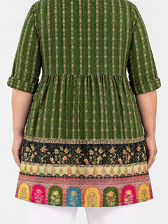Melody long blouse back view on a plus-size model