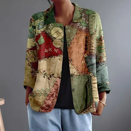 Katalin | Printed Patchwork Blouse For Women