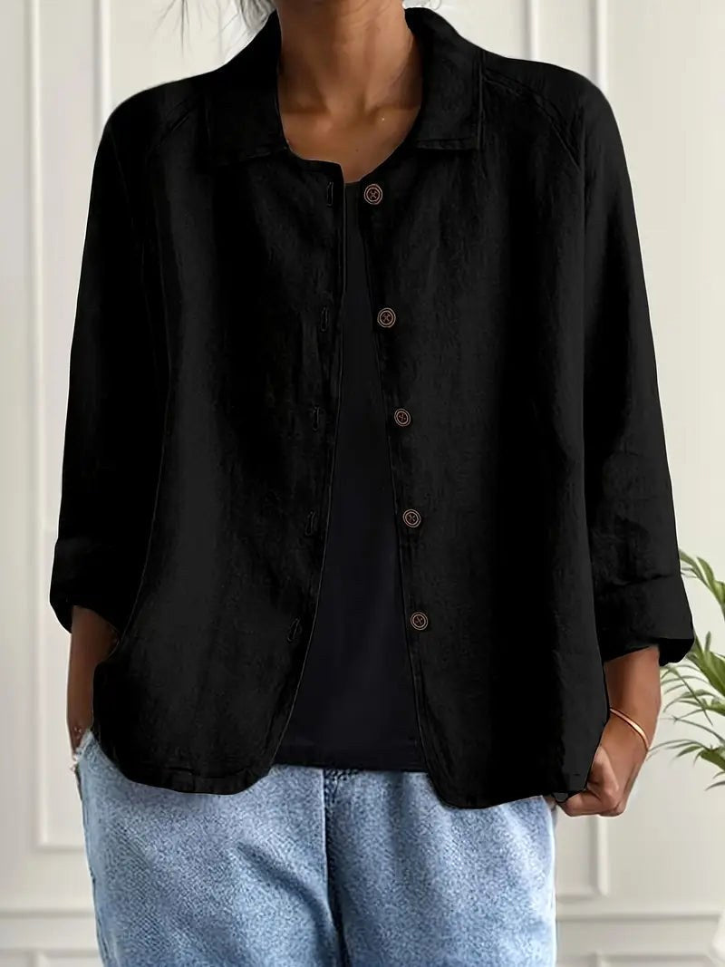 Ysolde | Black Open Blouse For Women