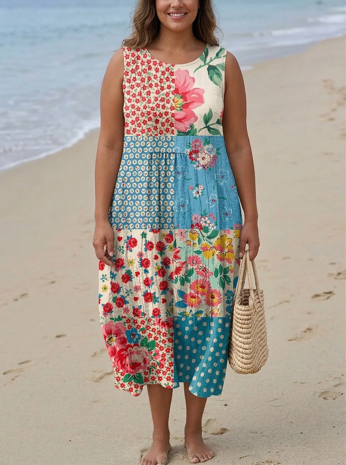 Anna Patchwork Midi Dress