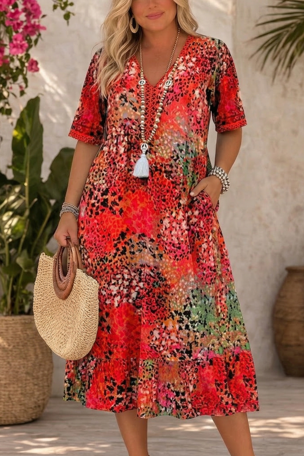 Maya Vibrant Midi Dress