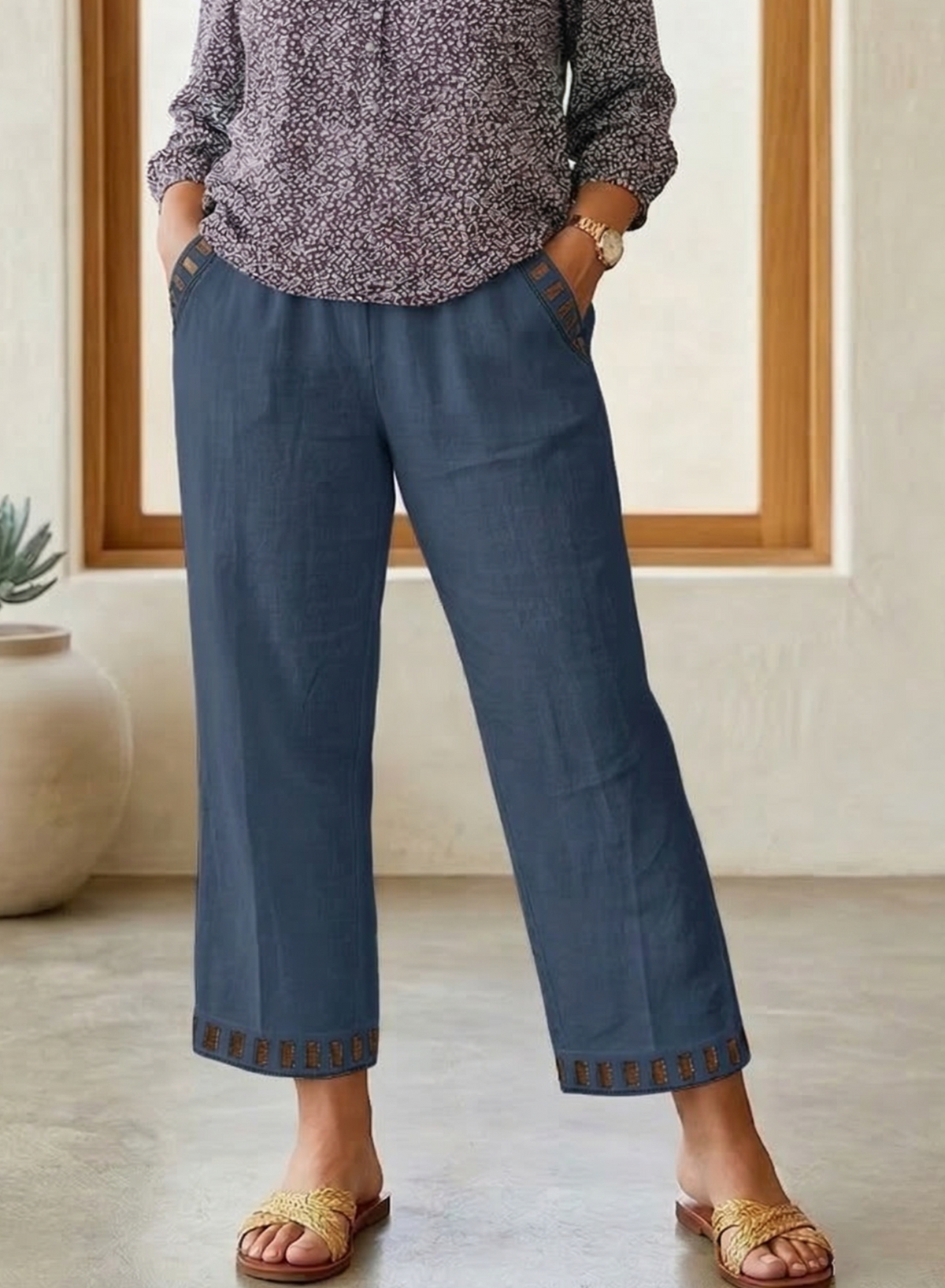 Wren – Relaxed Contrast Trim Cropped Pants