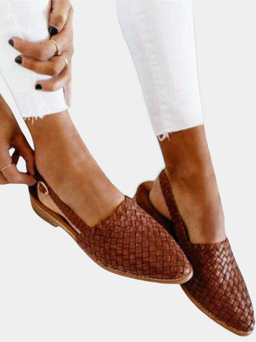 Sandy woven slingback flats in brown