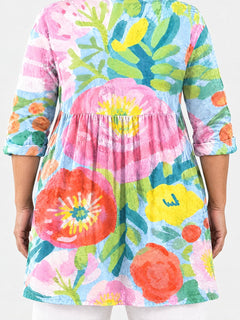 Valerie long blouse back view on a plus-size model